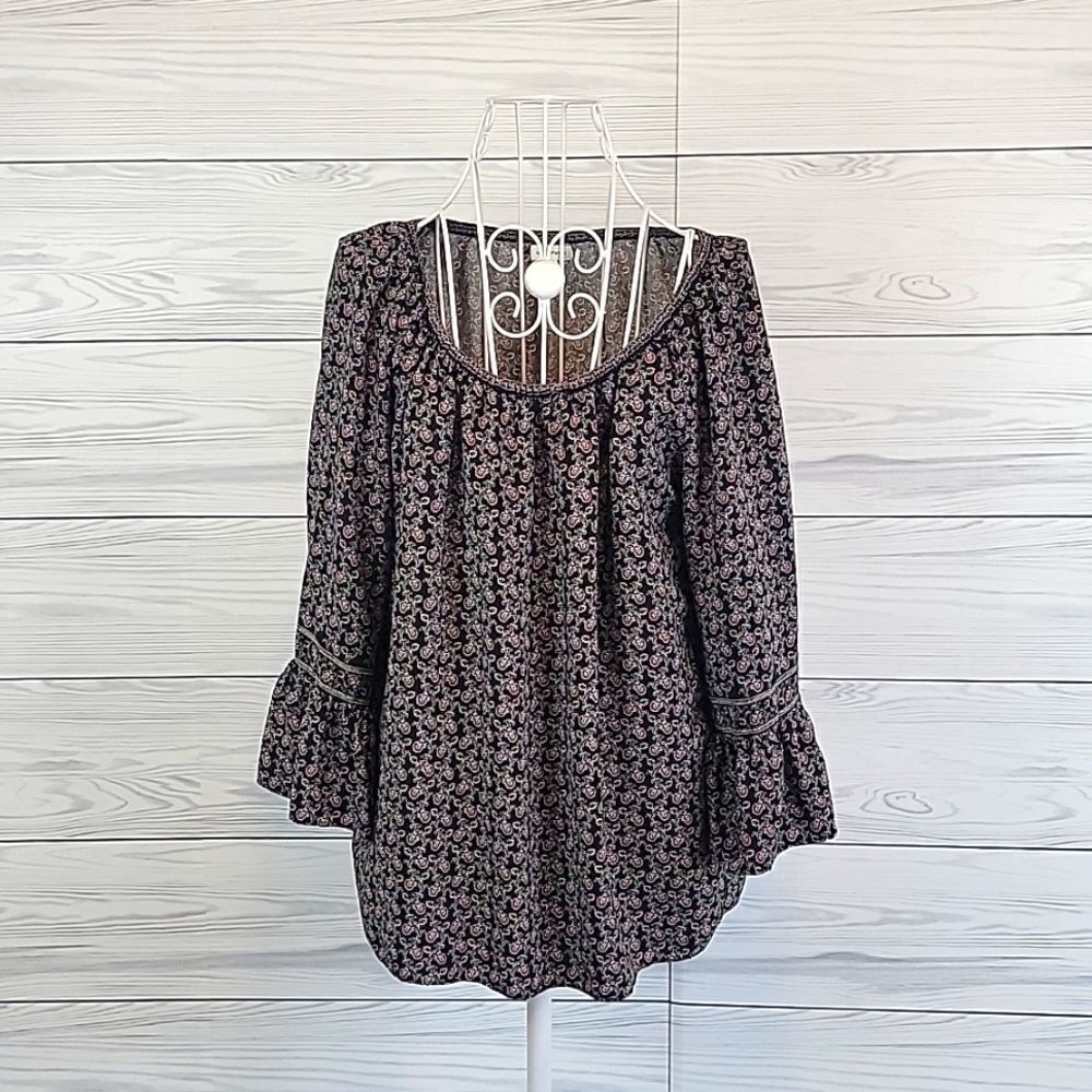 Max Studio floral print flowy peasant top Women's Size M